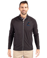Miami Marlins Cutter & Buck Adapt Eco Knit Hybrid Recycled Mens Full Zip Jacket Black Front