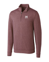 Morehouse Maroon Tigers Cutter & Buck Shoreline Heathered Quarter Zip Mens Pullover Bordeaux Heather Mannequin