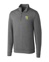 Xavier Gold Rush Cutter & Buck Shoreline Heathered Quarter Zip Mens Pullover Charcoal Heather Mannequin