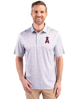 Los Angeles Angels Cutter & Buck Pike Constellation Print Stretch Mens Polo Polished Medium Gray Front