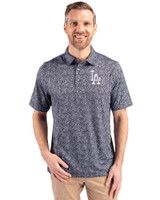 Los Angeles Dodgers Cutter & Buck Pike Constellation Print Stretch Mens Polo Black Front