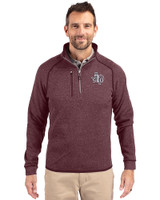 Texas Southern Tigers Cutter & Buck Mainsail Sweater-Knit Mens Half Zip Jacket Bordeaux Heather Front