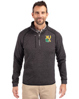 Xavier Gold Rush Cutter & Buck Mainsail Sweater-Knit Mens Half Zip Pullover Jacket Charcoal Heather Front