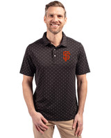 San Francisco Giants Cutter & Buck Virtue Eco Pique Tile Print Recycled Mens Polo Black Front