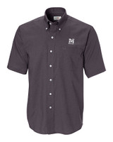 Morehouse Maroon Tigers Cutter & Buck Epic Easy Care Nailshead Mens Short Sleeve Dress Shirt Black Mannequin
