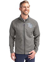 Tampa Bay Rays Cutter & Buck Adapt Eco Knit Hybrid Recycled Mens Full Zip Jacket Elemental Grey Front