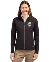 Xavier Gold Rush Cutter & Buck Adapt Eco Knit Hybrid Recycled Womens Full Zip Jacket Black Front