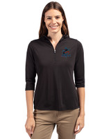 Miami Marlins Cutter & Buck Virtue Eco Pique Recycled Half Zip Pullover Womens Hoodie Black Front