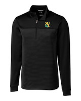 Xavier Gold Rush Cutter & Buck Traverse Stretch Eco Stripe Quarter Zip Mens Pullover BL_MANN_HG 