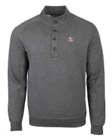 Texas Southern Tigers Cutter & Buck Saturday Cotton Blend Mens Mock Pullover Sweatshirt Charcoal Heather Mannequin