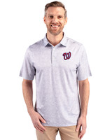 Washington Nationals Cutter & Buck Pike Constellation Print Stretch Mens Polo Polished Medium Gray Front