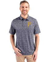 Pittsburgh Pirates Cutter & Buck Pike Constellation Print Stretch Mens Polo Black Front