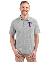 Texas Rangers Cutter & Buck Virtue Eco Pique Botanical Print Recycled Mens Polo Black Front