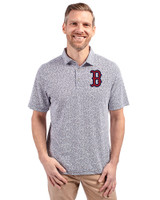 Boston Red Sox Cutter & Buck Virtue Eco Pique Botanical Print Recycled Mens Polo Navy Blue Front