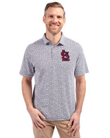 St. Louis Cardinals- Cutter & Buck Virtue Recycled Botanical Print Featherlight Pique Mens  Polo Navy Blue Front