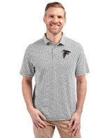 Atlanta Falcons Cutter & Buck Virtue Eco Pique Botanical Print Recycled Mens Polo Black Front