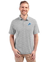 Detroit Lions Cutter & Buck Virtue Recycled Botanical Print Featherlight Pique Mens  Polo Black Front