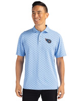 Tennessee Titans Cutter & Buck Virtue Eco Pique Tile Print Recycled Mens Polo Atlas Light Blue Front