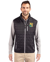 Xavier Gold Rush Cutter & Buck Rainier PrimaLoft® Mens Eco Insulated Full Zip Puffer Vest Black Front