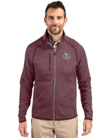 Texas Southern Tigers Cutter & Buck Mainsail Sweater-Knit Mens Full Zip Jacket Bordeaux Heather Front