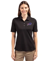 Buffalo Bills Cutter & Buck Virtue Eco Pique Recycled Womens Polo Black Front