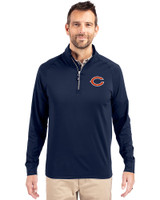 Chicago Bears Cutter & Buck Adapt Eco Knit Stretch Recycled Mens Big and Tall Quarter Zip Pullover Navy Blue Front