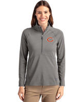 Chicago Bears Cutter & Buck Adapt Eco Knit Stretch Recycled Womens Half Zip Pullover Elemental Grey Front