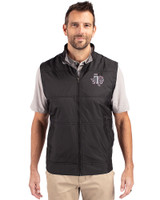 Texas Southern Tigers Cutter & Buck Stealth Hybrid Quilted Mens Big and Tall Windbreaker Vest Black Front