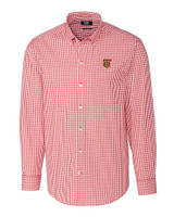 Tuskegee Golden Tigers Cutter & Buck Easy Care Stretch Gingham Mens Big and Tall Long Sleeve Dress Shirt Cardinal Red Mannequin