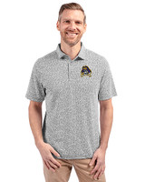 East Carolina Pirates Cutter & Buck Virtue Eco Pique Botanical Print Recycled Mens Polo Black Front