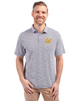 Cal Golden Bears Cutter & Buck Virtue Recycled Botanical Print Featherlight Pique Mens  Polo Navy Blue Front