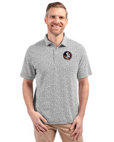 Florida State Seminoles Cutter & Buck Virtue Eco Pique Botanical Print Recycled Mens Polo Black Front