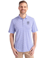 Emory Eagles Cutter & Buck Virtue Eco Pique Botanical Print Recycled Mens Polo Chelan Blue Front
