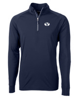 Brigham Young Cougars Cutter & Buck Adapt Eco Knit Stretch Recycled Mens Big and Tall Quarter Zip Pullover NVBU_MANN_HG 1