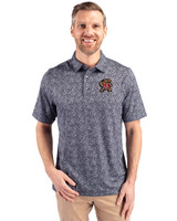 Maryland Terrapins Cutter & Buck Pike Constellation Print Stretch Mens Polo Black Front