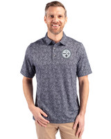 Pittsburgh Steelers Cutter & Buck Pike Constellation Print Stretch Mens Polo Black Front