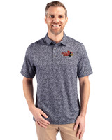 Illinois State Redbirds Cutter & Buck Pike Constellation Print Stretch Mens Polo Black Front