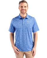 Emory Eagles Cutter & Buck Pike Constellation Print Stretch Mens Polo Chelan Blue Front