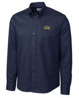 Drexel Dragons Cutter & Buck Epic Easy Care Nailshead Mens Long Sleeve Dress Shirt Navy Blue Mannequin