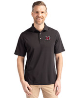 Miami University RedHawks - Cutter & Buck Virtue Eco Pique Recycled Mens Big and Tall Polo Black Front