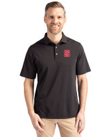 NC State Wolfpack Cutter & Buck Virtue Eco Pique Recycled Mens Big and Tall Polo Black Front