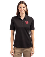 Houston Cougars Cutter & Buck Virtue Eco Pique Recycled Womens Polo Black Front