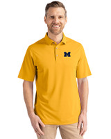 Michigan Wolverines Cutter & Buck Virtue Eco Pique Recycled Mens Polo College Gold Front