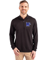 Memphis Tigers Cutter & Buck Virtue Eco Pique Recycled Quarter Zip Mens Pullover Black Front