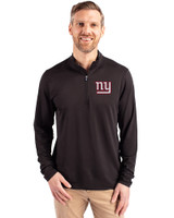 New York Giants Cutter & Buck Virtue Eco Pique Recycled Quarter Zip Mens Pullover Black Front
