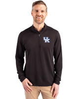 Kentucky Wildcats Cutter & Buck Virtue Eco Pique Recycled Quarter Zip Mens Pullover Black Front