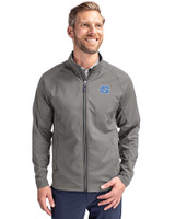 North Carolina Tar Heels Cutter & Buck Adapt Eco Knit Hybrid Recycled Mens Full Zip Jacket Elemental Grey Front