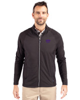 Kansas State Wildcats Cutter & Buck Adapt Eco Knit Hybrid Recycled Mens Full Zip Jacket Black Front