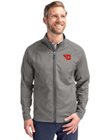 Dayton Flyers Cutter & Buck Adapt Eco Knit Hybrid Recycled Mens Full Zip Jacket Elemental Grey Front