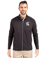 Michigan State Spartans Cutter & Buck Adapt Eco Knit Hybrid Recycled Mens Full Zip Jacket Black Front